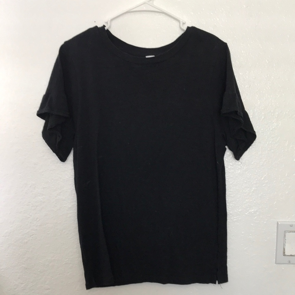 Black ruffle sleeve shirt